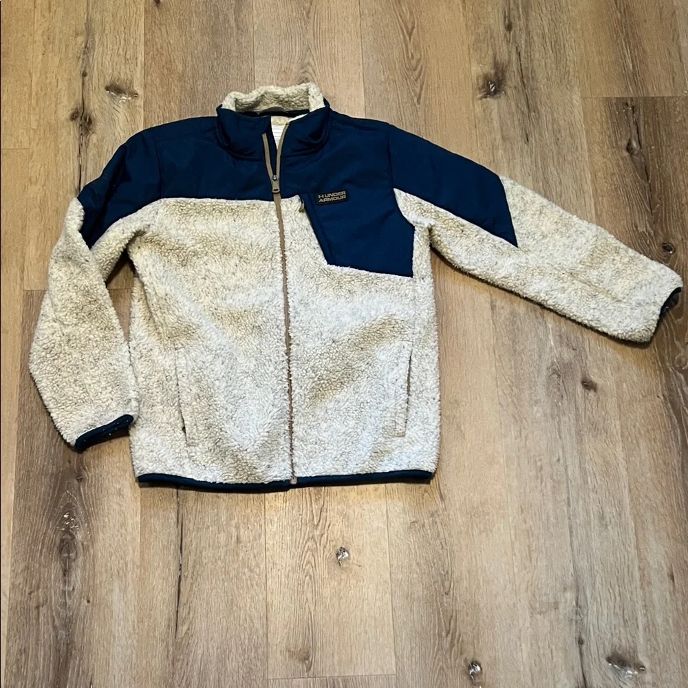 Under Armour Boy’s Sherpa Fleece Jacket with Navy Accents Large